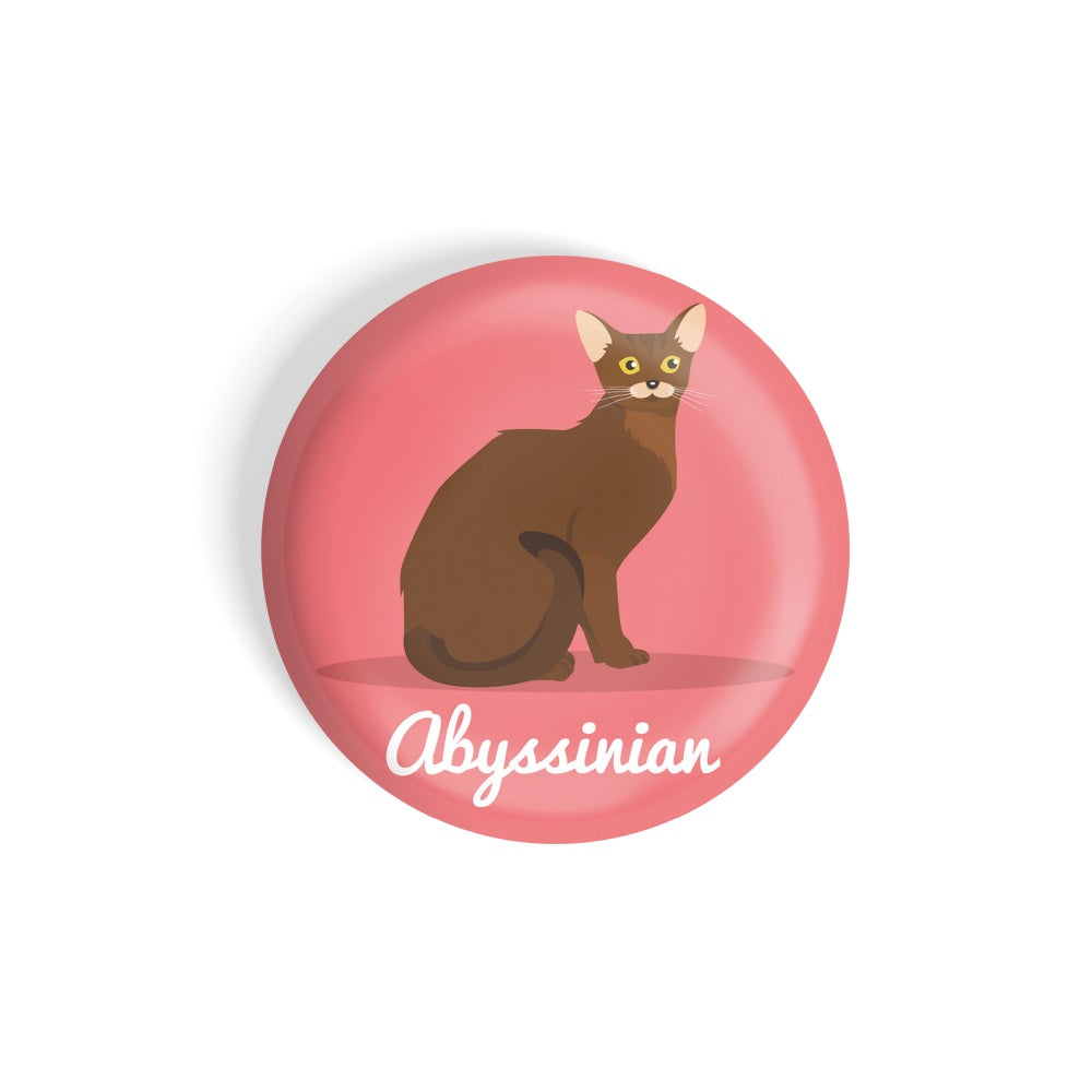 dhcrafts Round Fridge Magnet Red Color Abyssinian Pet Cat Glossy Finish Design Pack of 1 (58 mm)